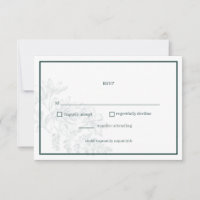 Cartão RSVP de Casamento Simples Floral de Emerald