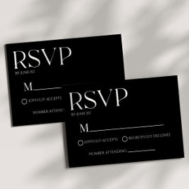 Cartão RSVP de Casamento Simples Mínimo Clássico M