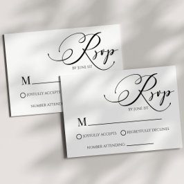 Cartão RSVP de Casamento Simples Mínimo Clássico M