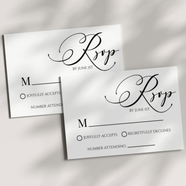 Cartão RSVP de Casamento Simples Mínimo Clássico M (Criador carregado)