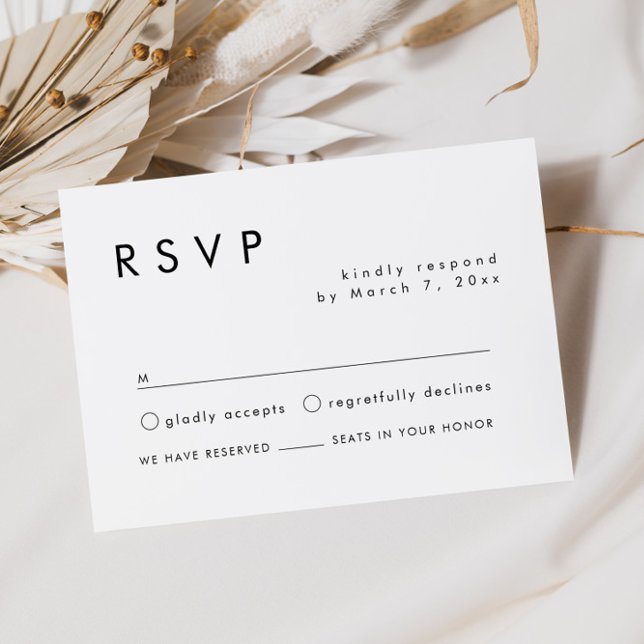 Cartão RSVP de Casamento Simples Moderno (Criador carregado)