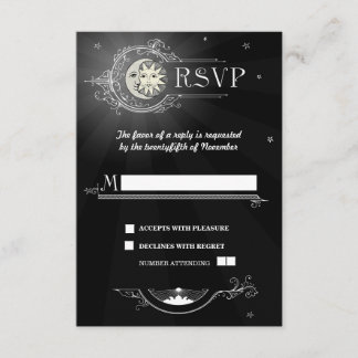 Cartão RSVP de Casamento Sun e Moon