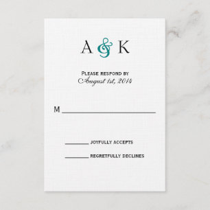 Cartão RSVP de Casamento Teal Ampersand Elegance