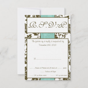 Cartão RSVP de Casamento tema damasco Floral Casta