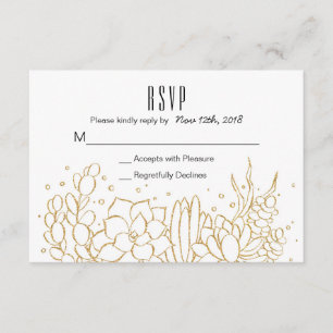 Cartão RSVP de Casamento Terrarium Suculento