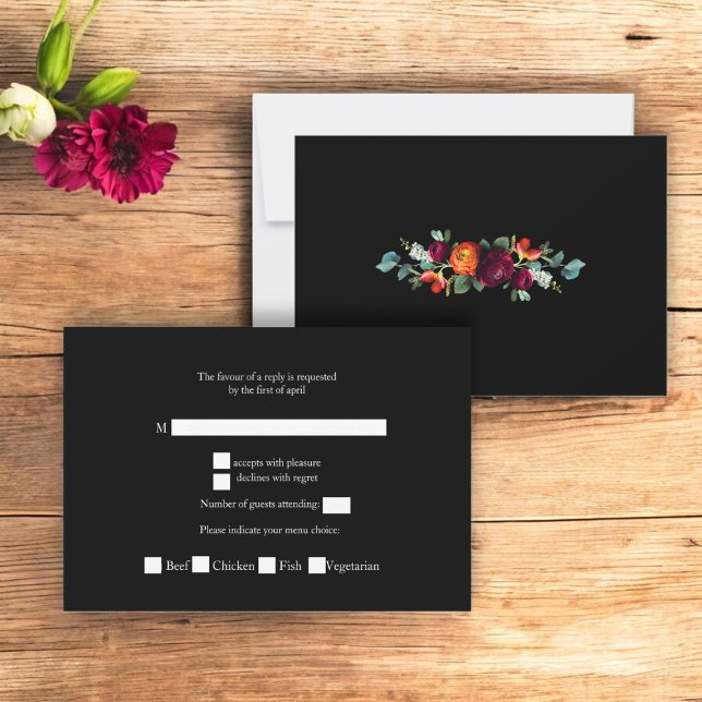 Cartão Rsvp de casamento tradicional holandês (rustic dutch  vintage florals moody romantic wedding rsvp card )