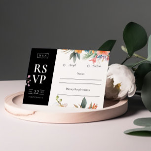 Cartão RSVP de Casamento Tropical Boho
