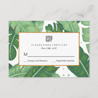 Cartão RSVP de Casamento Tropical de Verão