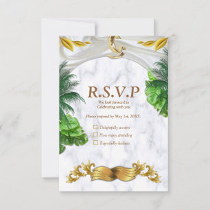 Cartão RSVP de Casamento Tropical Romântico