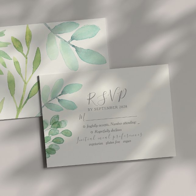 Cartão RSVP de Casamento Verde (Criador carregado)