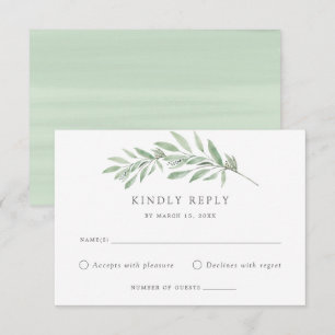 Cartão RSVP de Casamento Verde da Branch Olive Bra