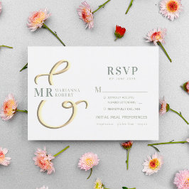 Cartão RSVP de Casamento Verde de Ampersand Sage