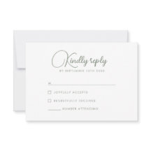 Cartão RSVP de Casamento Verde de Azeitona Elegant