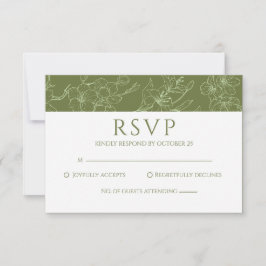 Cartão RSVP de Casamento Verde de Sage Floral Eleg