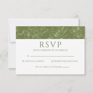 Cartão RSVP de Casamento Verde de Sage Floral Eleg