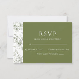Cartão RSVP de Casamento Verde de Sage Floral Eleg