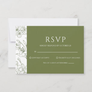 Cartão RSVP de Casamento Verde de Sage Floral Eleg