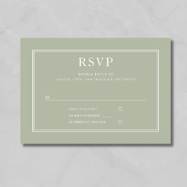 Cartão RSVP de Casamento Verde de Sage Formal Mode