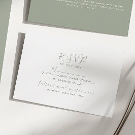 Cartão RSVP de Casamento Verde de Sage Minimalista