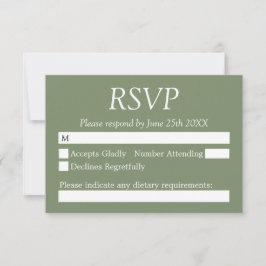 Cartão RSVP de Casamento Verde Elegante Na moda Sa