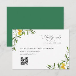 cartão RSVP de casamento verde-limão-aquarela