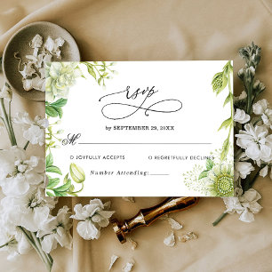 Cartão RSVP de Casamento Verde Moderno