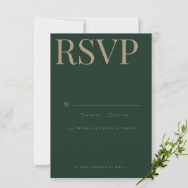 Cartão RSVP de Casamento Verde Moderno e Elegante