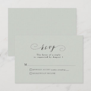 Cartão RSVP de casamento verde para sábio elegante