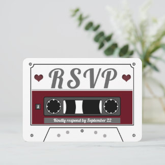 Cartão RSVP de Casamento Vermelho de Vinho de Fita