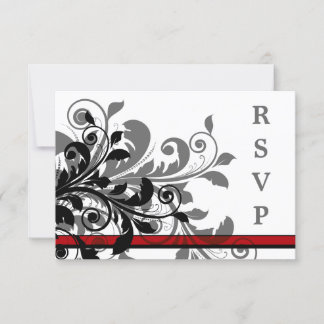 Cartão RSVP de Casamento Vermelho Elegante