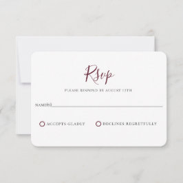 Cartão RSVP de Casamento Vermelho Minimalista Burg