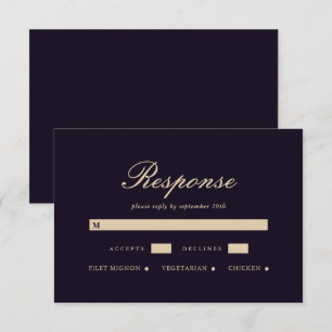 Cartão RSVP de Casamento Violeta Simples e Elegan