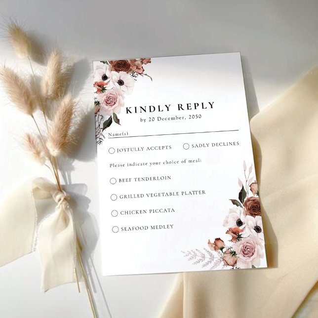 Cartão RSVP de Cerimônia de Casamento Floral da Se (Criador carregado)