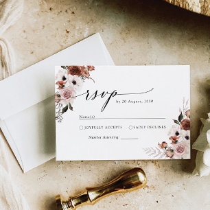 Cartão RSVP de Cerimônia de Casamento Floral da Se
