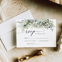 Cartão RSVP de Cerimônia de Casamento Floral Green