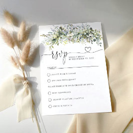 Cartão RSVP de Cerimônia de Casamento Floral Green