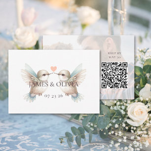 Cartão RSVP de Código QR de Adição de Casamento Ad