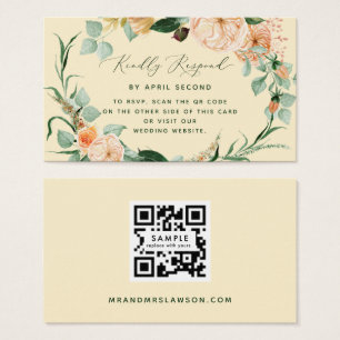 Cartão RSVP de Código QR de Casamento Amarelo Boho