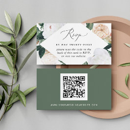 Cartão RSVP de Código QR de Casamento Boho Blooms