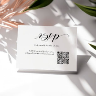 Cartão RSVP de Código QR de Casamento de Caligrafi