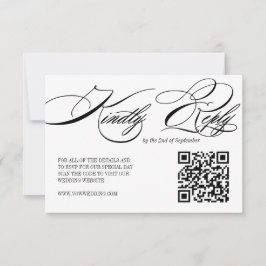Cartão RSVP de Código QR de Casamento de Caligrafi
