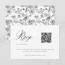 Cartão RSVP de Código QR de Casamento de Chinoiser