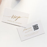 Cartão RSVP de Código QR de Casamento Dourado Eleg<br><div class="desc">Este elegante cartão RSVP de código QR de casamento de marfim e ouro é perfeito para um casamento simples. A design neutra apresenta uma placa rsvp minimalista decorada com tipografia de folha de ouro falso romântica e caprírica. Nota: Este design não apresenta folha de ouro real. É um gráfico de...</div>