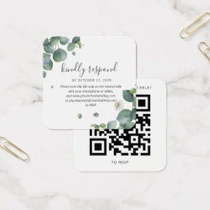 Cartão RSVP de Código QR de Casamento Eucalyptus