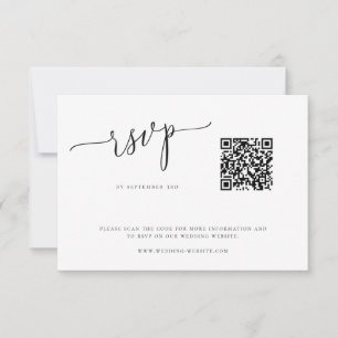 Cartão RSVP de Código QR de Casamento Minimalista