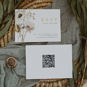 Cartão RSVP de Código QR de flor selvagem