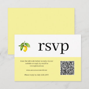 Cartão RSVP de Código QR de Limão Amarelo