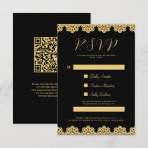 Cartão RSVP de Código QR Islâmico Elegante Dourado