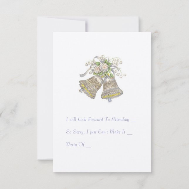 Cartão RSVP de Convite de Casamento. "Sinos de Cas (Frente)