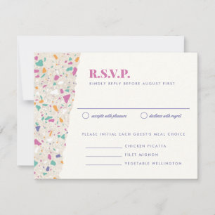 Cartão RSVP de Convite para Casamento de Pastel Te